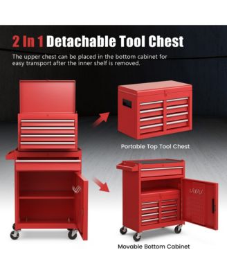 5-Drawer Rolling Tool Chest Cabinet Metal Tool Storage Box Lockable with Wheels