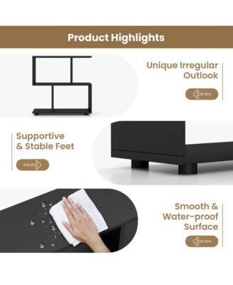 2-Tier Bookshelf Free Standing Wooden Display S-Shaped Shelf Storage Rack