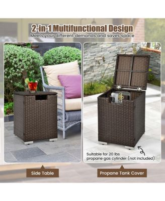 16'' Rattan Propane Tank Cover Hideaway Side Table 20 lbs