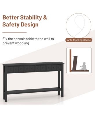 60'' Console Table Retro Entryway Sofa Table with 4 Drawers & Open Shelf