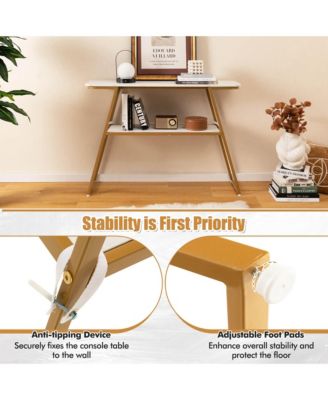 44'' Long Narrow Couch Table 2-Tier Console Table Entryway Table