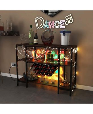 Cabinet Bar Table Rack Table for Drinks Glasses with Power Outlets