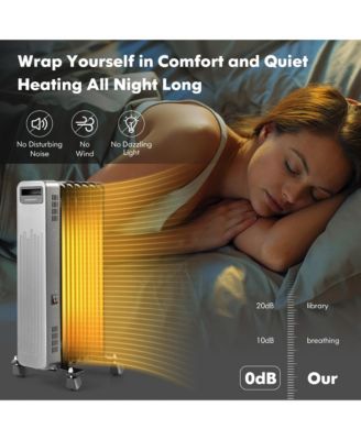 1500W Oil-Filled Radiator Heater Portable Electric Space Heater 3 Heat Settings