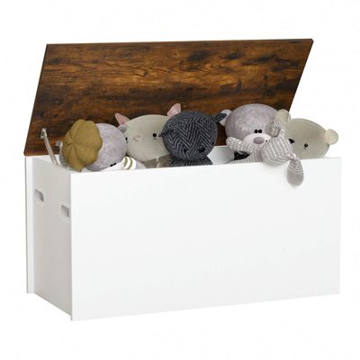 Flip-top Storage Chest Lift Top Storage Bench Wooden Deck Toy Box
