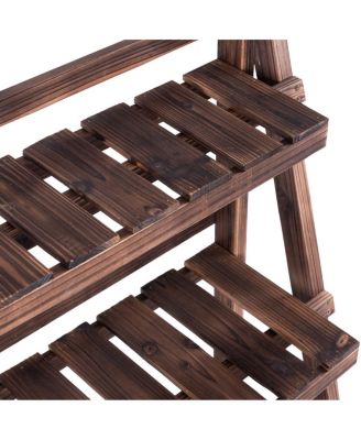 3 Tier Outdoor Wood Design Flower Pot Shelf Stand Folding Display Rack Garden