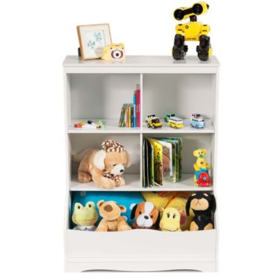 3-Tier Children's Multi-Functional Bookcase Toy Storage Bin Floor Cabinet