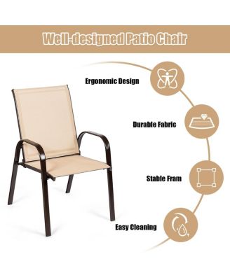 2PCS Patio Chairs Dining Chair Deck Yard W/Armrest