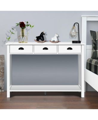 47'' Console Table Hall Table Side Desk Accent Table Drawers Shelf Entryway