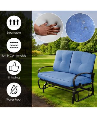 Glider Outdoor Patio Rocking Bench Loveseat Cushioned Seat Steel Frame