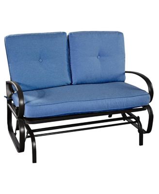 Glider Outdoor Patio Rocking Bench Loveseat Cushioned Seat Steel Frame