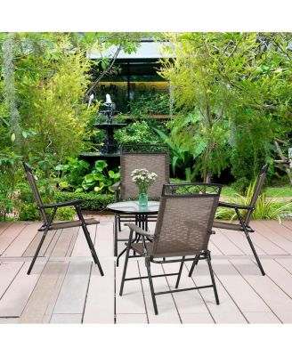 Set of 4 Patio Folding Chairs Sling Portable Dining Chair Set