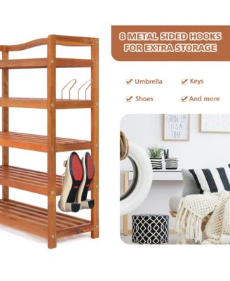 5-Tier Wood Shoe Rack Freestanding Large Shoe Storage Organizer Heavy-duty