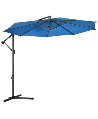 10' Hanging Umbrella Patio Sun Shade Offset Outdoor Market W/ Cross Base