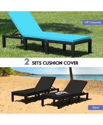 Patio Rattan Lounge Chair Chaise Recliner Adjust Cushion