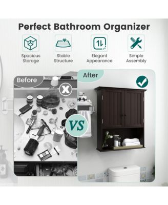 Wooden Wall-Mount Medicine Storage Bathroom Cabinet