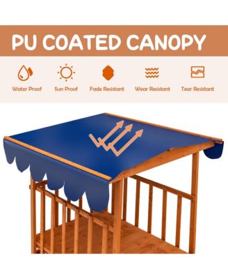 Wooden Retractable Sandbox with Cover & Built-in Wheels Kids