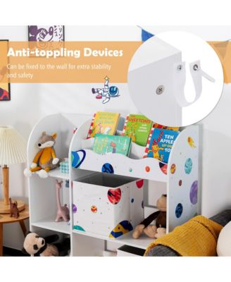 Kids Toy and Book Organizer Children Wooden Storage Cabinet