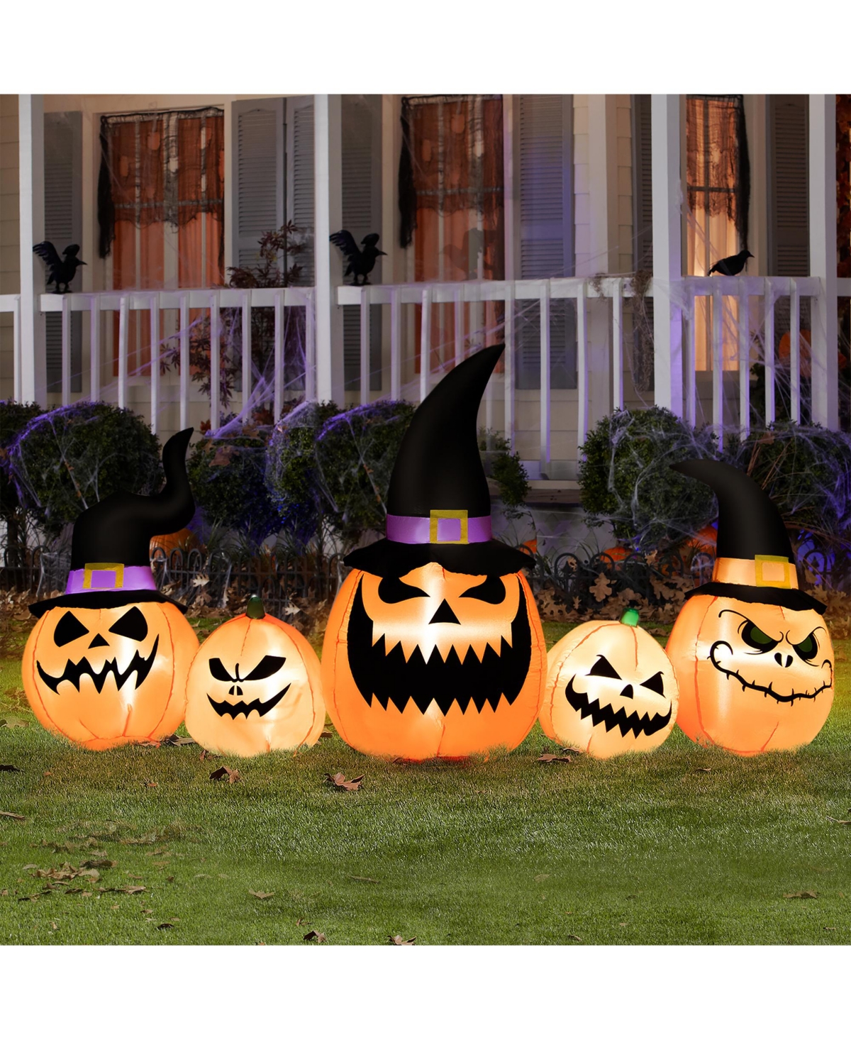 Costway 8 Ft Tall Inflatable Pumpkin Family Waterproof Halloween Yard Decoration w/Led Lights
