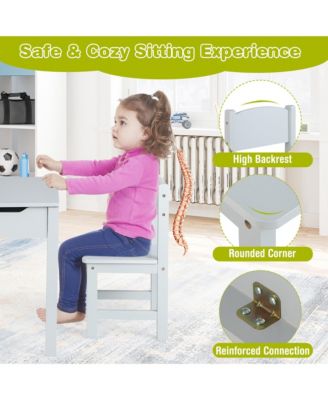 Toddler Craft Table &amp; Chair Set Kids Art Crafts Table with Paper Roll Holder