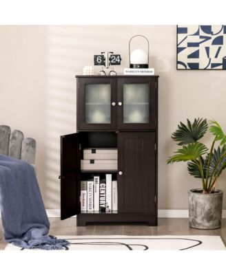 Bathroom Floor Storage Cabinet Kitchen Cupboard w/Doors&Adjustable Shelf