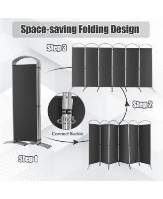 6 Panels Folding Privacy Screen 6 Ft Tall Fabric Privacy Screen for Home