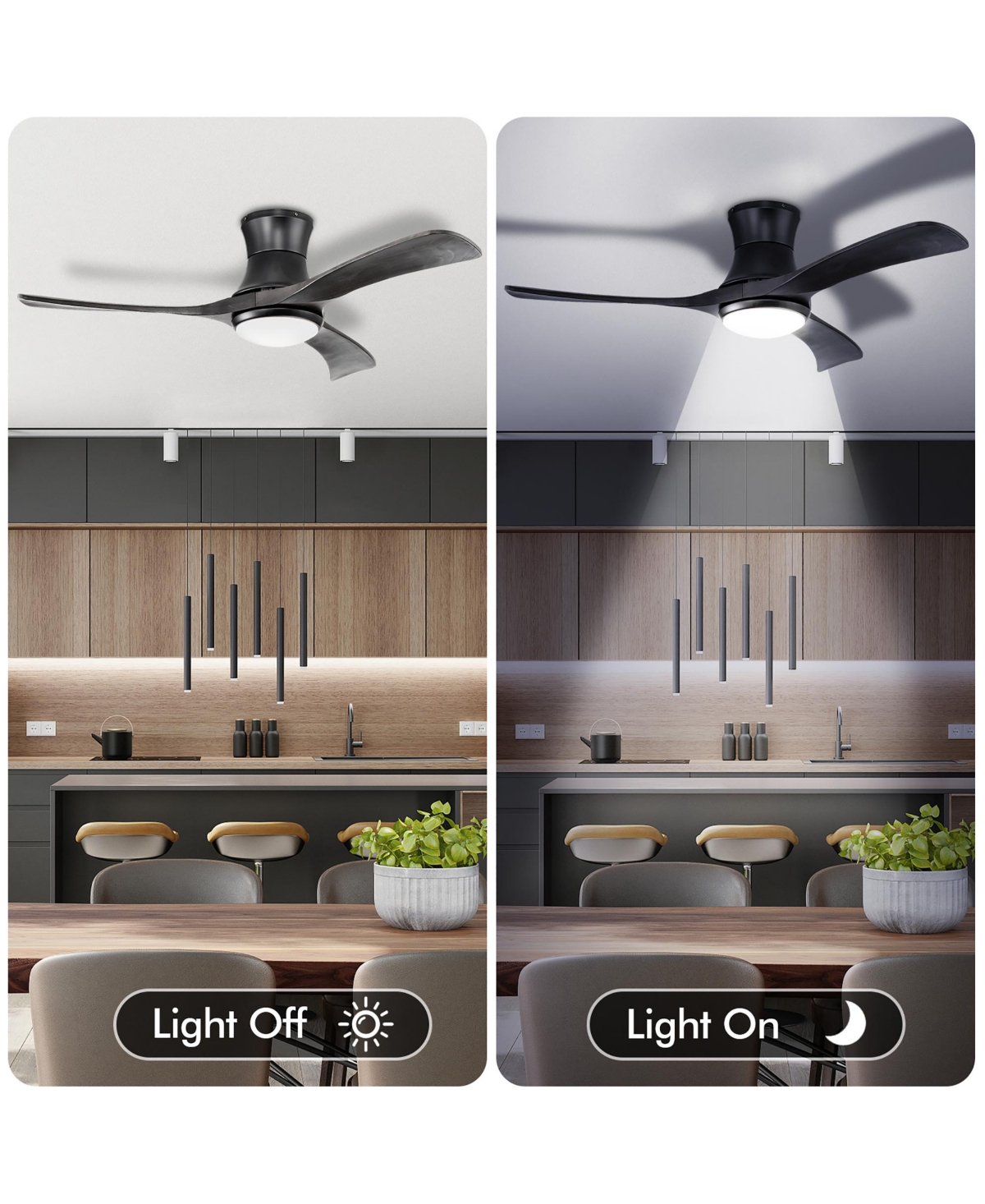 Costway Inches Ceiling Fan with Led Light, Remote Control,6 Wind Speeds and 8H Timer