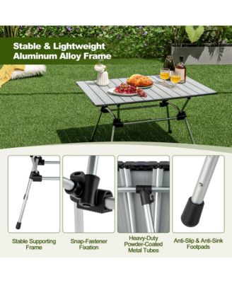 Heavy-Duty Aluminum Camping Table, Folding Outdoor Picnic Table with Carrying Bag
