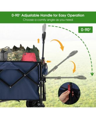 Folding Collapsible Wagon Utility Garden Cart w/ Wide Wheels Adjustable Handle