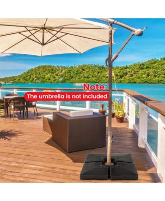 4pcs Fillable Patio Offset Cantilever Umbrella Base Stand Heavy-Duty Square