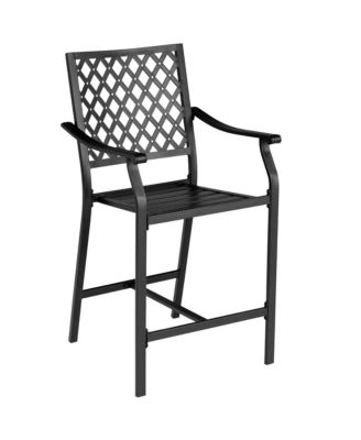 2PCS Patio Bar Stool Counter Height Cushioned Chair Armrest Garden Deck