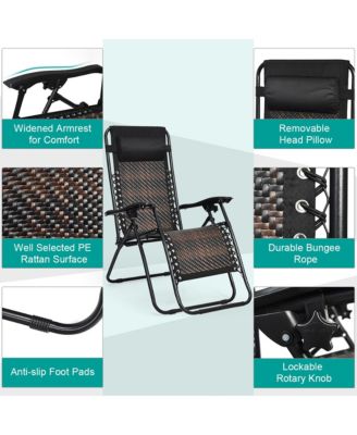 Patio Rattan Zero Gravity Lounge Chair Folding Recliner