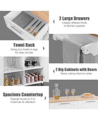 Rolling Kitchen Cart Island Heavy Duty Storage Trolley Cabinet