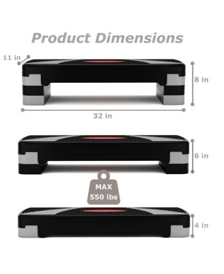 32'' Fitness Aerobic Step Adjust 4" - 6" - 8" Exercise Stepper
