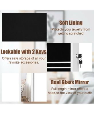 Wall Door Mounted Mirror Jewelry Cabinet Organizer