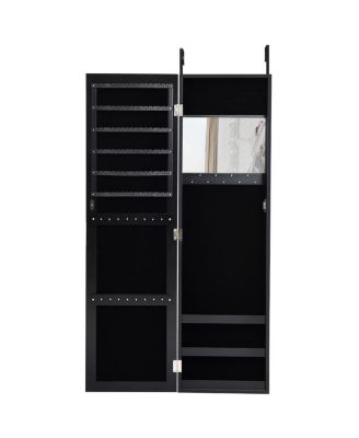 Wall Door Mounted Mirrored Jewelry Cabinet Storage Organizer