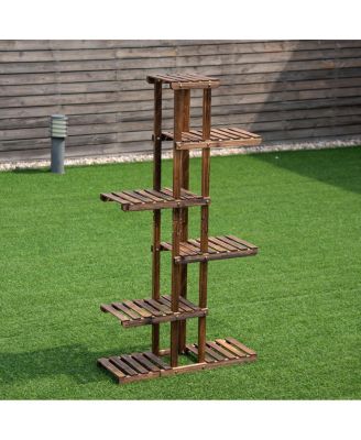 6 Tier 11 Pots Wooden Plant Flower Display Stand Wood Shelf