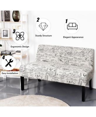 Armless Loveseat Sofa Fabric Settee Bench Bed Chair