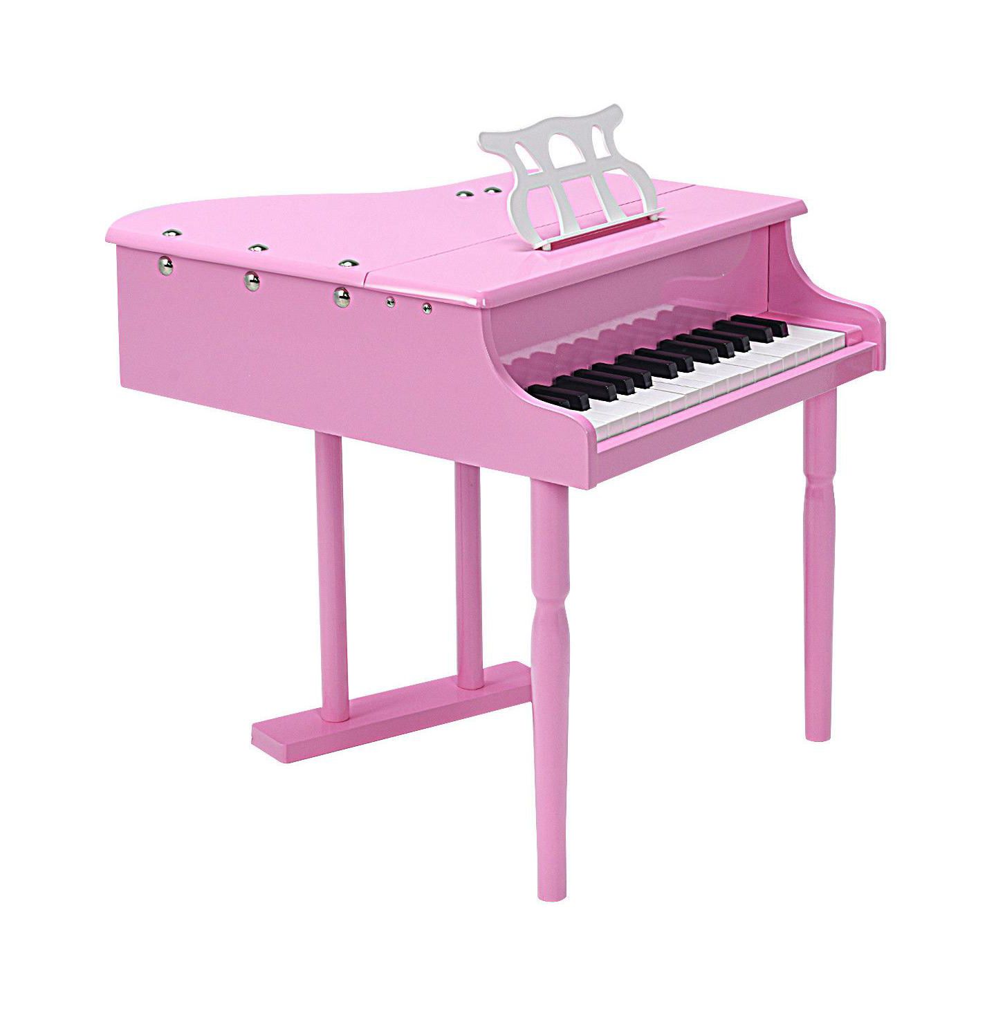 Детские игрушки Costway 30-Key Wood Baby Grand Piano, 2-Piece Set, Ages 1+, цвет: Розовый — фото 4