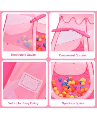 Kid Outdoor Indoor Princess Play Tent Playhouse Ball Tent Toddler Toys w/ 100 Balls