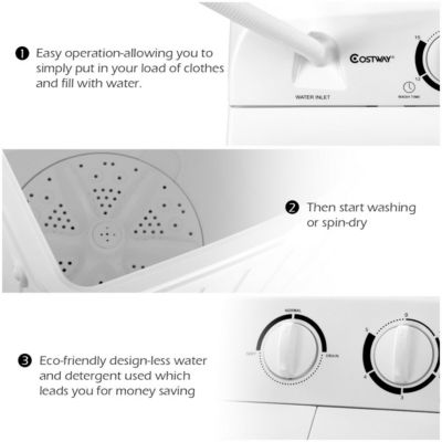 Portable Mini Compact Twin Tub 17.6lb Washing Machine