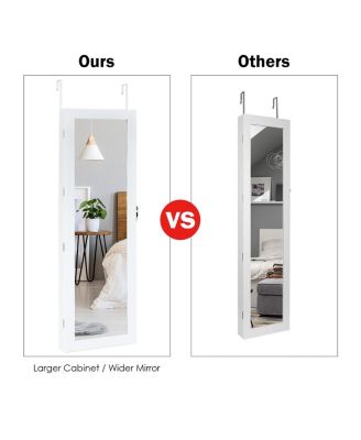 Wall Door Mounted Mirror Jewelry Cabinet Organizer