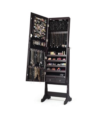 Mirrored Jewelry Cabinet Organizer Storage Stand w/LED Lights