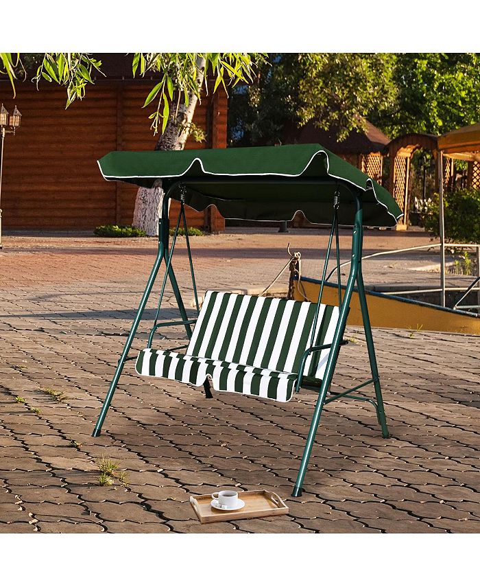 Costway Loveseat Patio Canopy Swing Glider Hammock Cushioned Steel