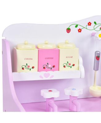 Kids Wooden Play Set Kitchen Toy Strawberry Pretend Cooking Playset Toddler