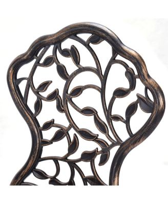 Outdoor Patio Furniture leaf Design Cast Aluminum Bistro Set Antique Copper