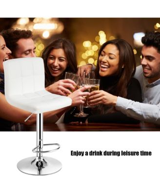 Set of 2 Bar Stools PU Leather Adjustable Barstool Swivel