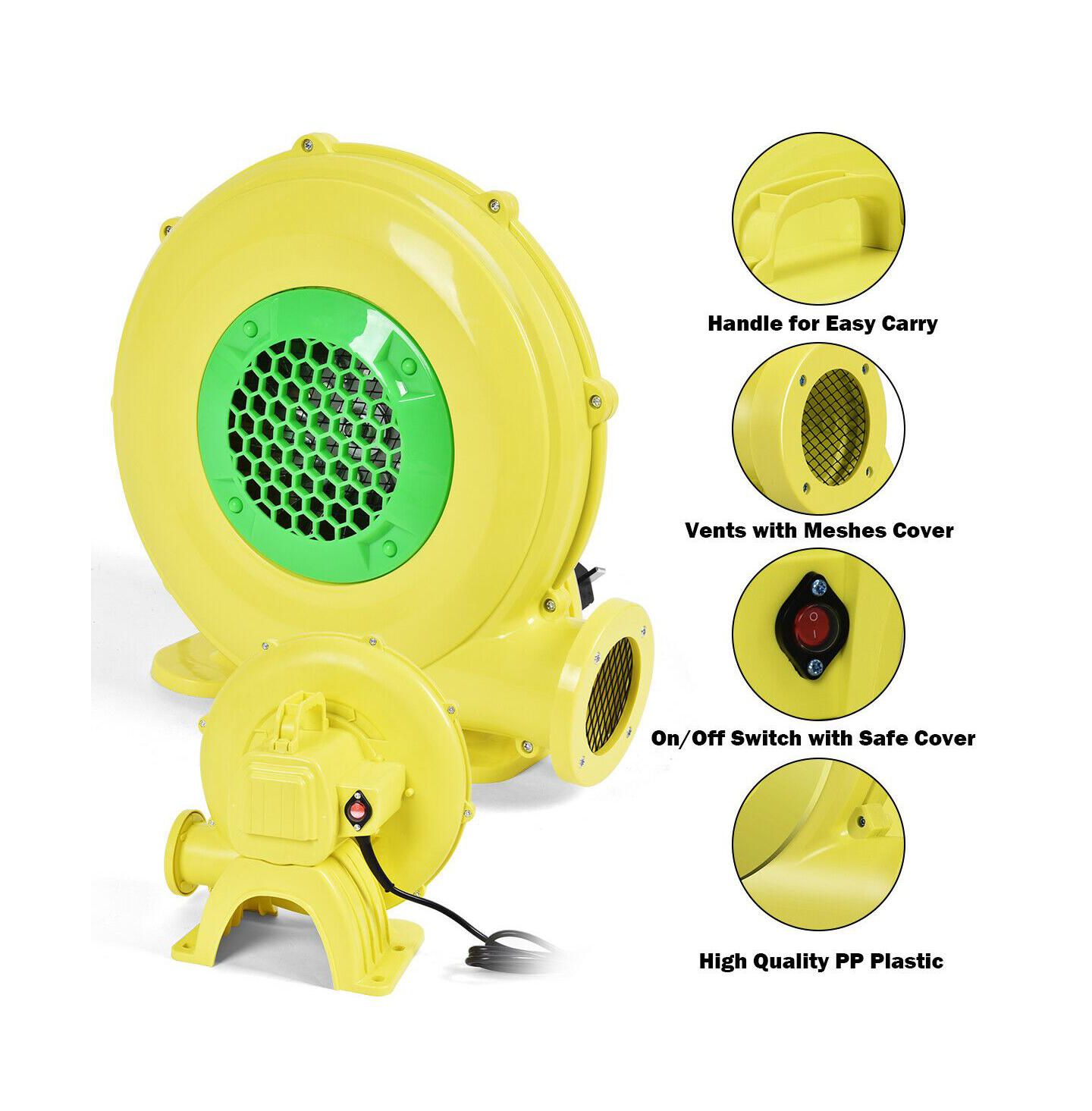 Детские игрушки Costway 480 Watt Air Blower Pump Fan For Inflatable Bounce Houses, Ages 3 & Up, цвет: Жёлтый — фото 3