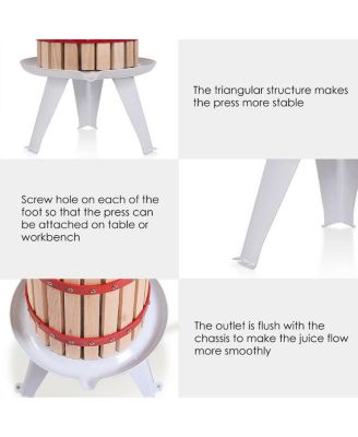 1.6 Gallon Fruit Wine Press Cider Apple Grape Crusher Juice Maker Tool Wood