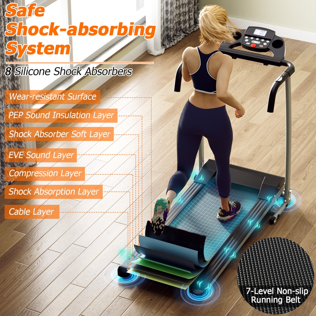 Costway 800W Folding Treadmill Electric Support Motorized Power Black Smart Closet