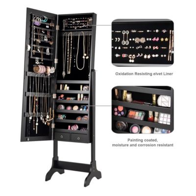 Mirrored Jewelry Cabinet Storage Organizer Box Drawers